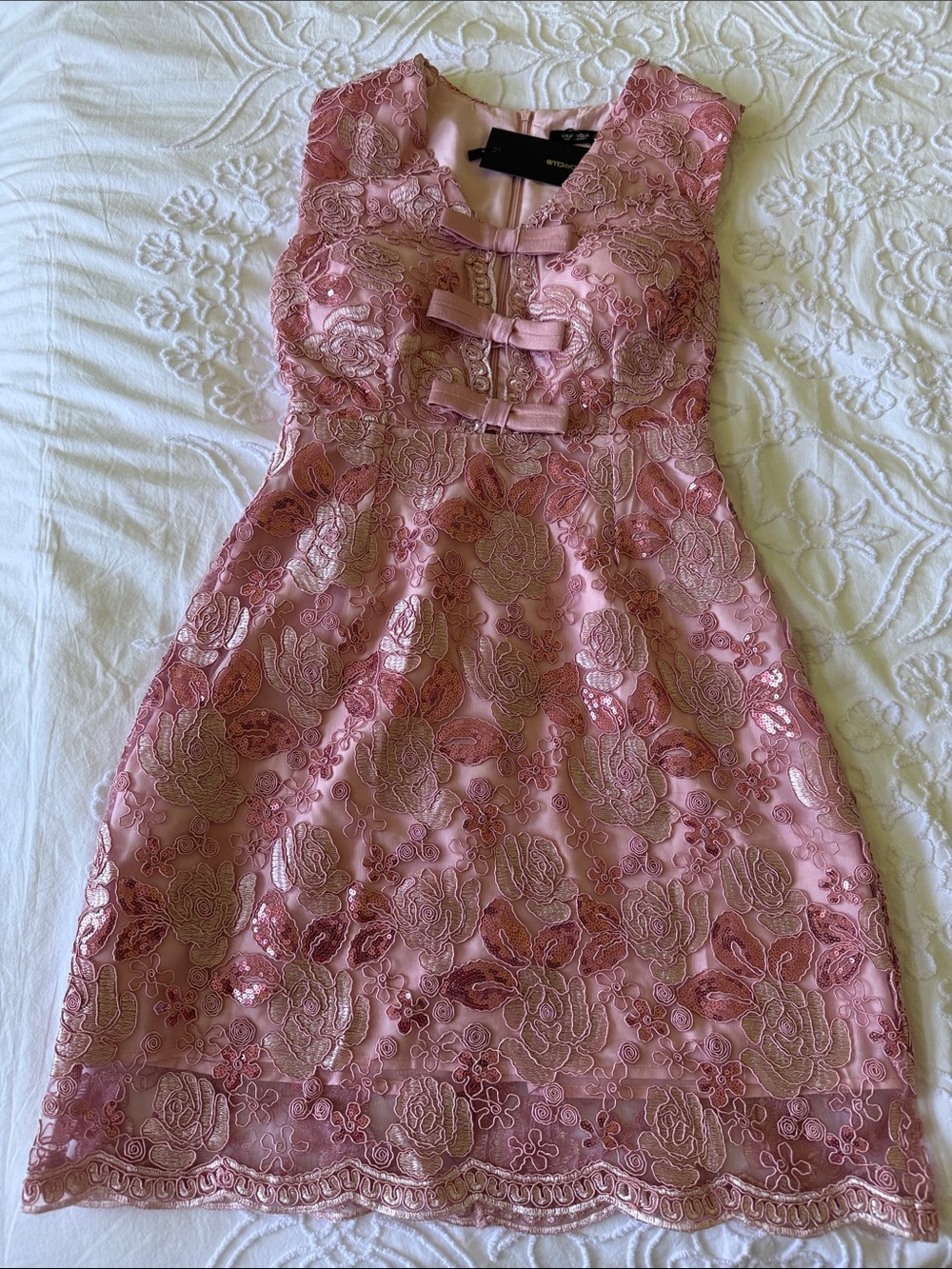 Pink Embroidered Mini Dress